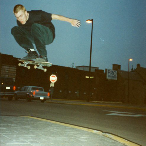 Ollie from 1992 whilst skateboarding in downtown Eau Claire, WI